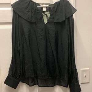 H&M Beautiful Sheer Black Blouse. Size M